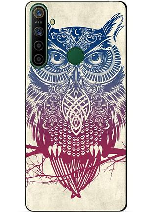 Силиконовый чехол бампер для realme 5i с рисунком сова