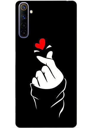 Силиконовый чехол бампер для realme 6 с рисунком знак любви