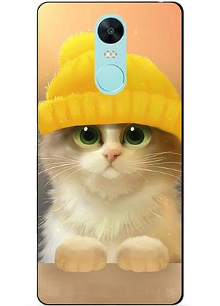 Силіконовий чохол бампер для xiaomi redmi note 4x з малюнком котик в шапці