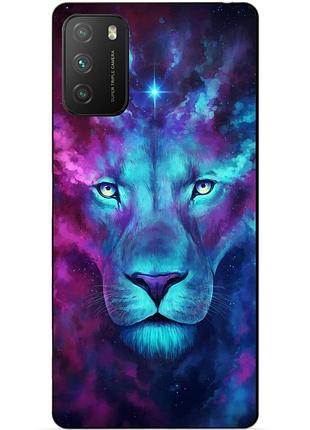 Силиконовый бампер чехол для xiaomi poco m3 с рисунком космический лев