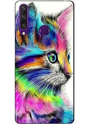 Силіконовий чохол бампер для huawei y6p з малюнком акварельний кіт