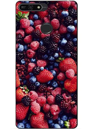 Бампер силиконовый чехол для huawei honor 7a pro с рисунком ягоды