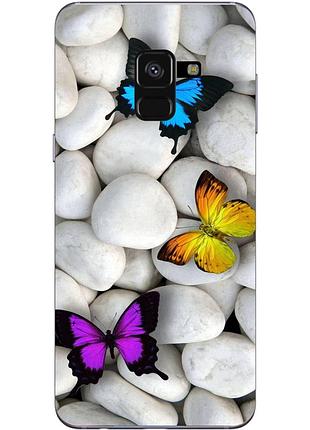 Чехол силиконовый бампер для samsung a8 plus galaxy a730 бабочки 09