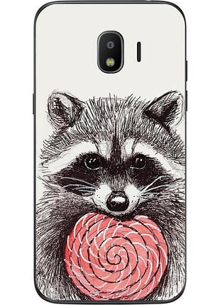 Бампер силиконовый для samsung j4 galaxy j400 с рисунком енот