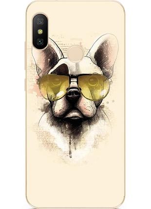 Бампер силиконовый чехол для xiaomi mi a2 с рисунком собака в очках