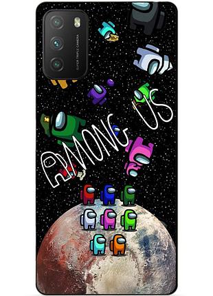 Силиконовый бампер чехол для xiaomi poco m3 с рисунком амонг ас