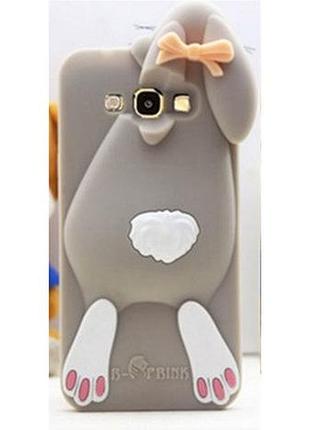 Об'ємний 3d силіконовий чохол для samsung galaxy a7 a700 заєць сірий