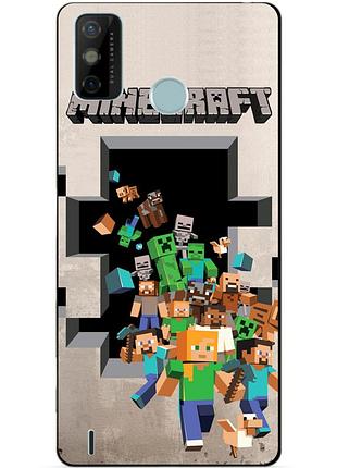 Силиконовый бампер чехол для tecno spark 6 go с игрой minecraft