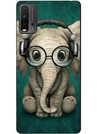 Силіконовий бампер чохол для xiaomi redmi 9t з малюнком слоник