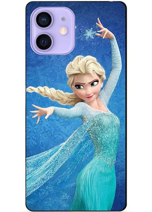 Силиконовый чехол бампер для iphone 12 с рисунком эльза холодное сердце