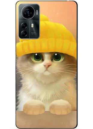 Силиконовый чехол бампер для zte blade a72s с рисунком котик в шапке