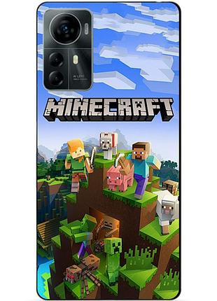 Силиконовый чехол бампер для zte blade a72s с рисунком minecraft майнкрафт