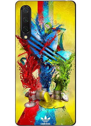 Силиконовый бампер чехол для xiaomi mi 9 lite с рисунком adidas