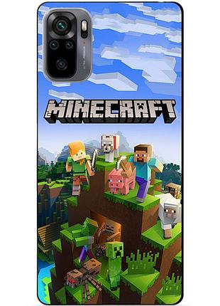 Силиконовый бампер чехол для xiaomi redmi note 10s / note 10 с рисунком minecraft