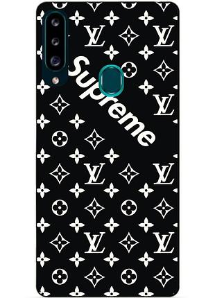 Силіконовий чохол бампер для samsung a20s 2019 galaxy a207f з малюнком supreme lv