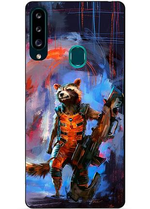 Силіконовий чохол бампер для samsung a20s 2019 galaxy a207f з малюнком реактивний єнот