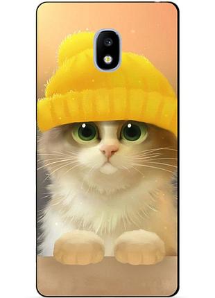 Силиконовый бампер чехол для samsung j330 galaxy j3 2017 года с рисунком котик в шапке