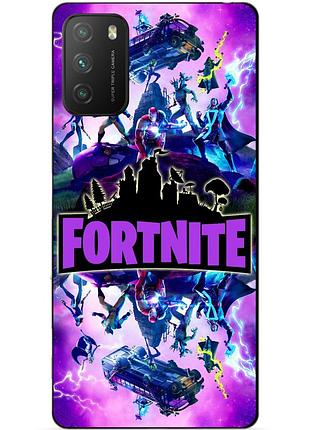 Силіконовий бампер чохол для xiaomi poco m3 з малюнком fortnite marvel