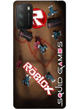 Силиконовый бампер чехол для xiaomi poco m3 roblox игра в кальмара