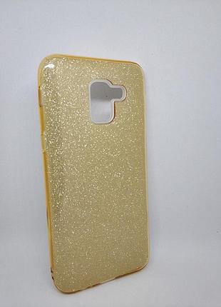 Чохол з блискітками для samsung j6 galaxy j600 силікон золотий