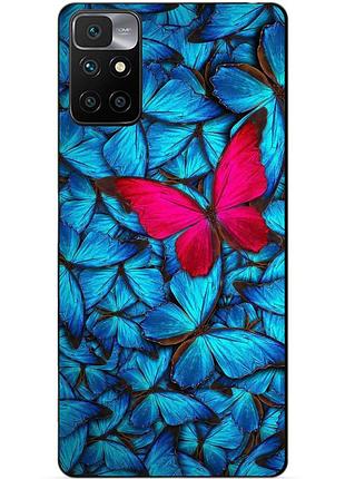 Силиконовый бампер чехол для xiaomi redmi 10 с рисунком мотыльки