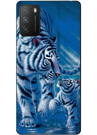 Силиконовый бампер чехол для xiaomi poco m3 с рисунком тигр