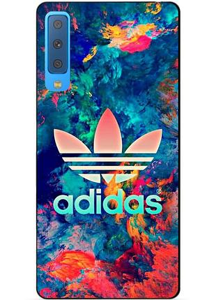 Силиконовый бампер чехол для samsung a7 2018 galaxy a750 с рисунком адидас
