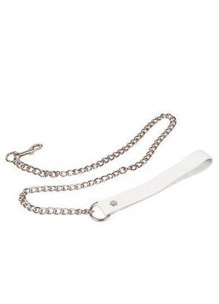 Повідець leather leash, white