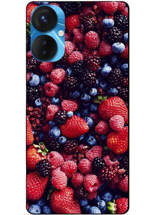 Силиконовый бампер чехол для tecno spark 9 pro с рисунком ягоды