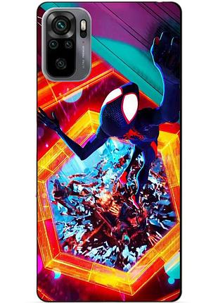 Силиконовый бампер чехол для xiaomi redmi note 10 / note 10s с рисунком человек паук