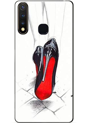 Силиконовый бампер чехол для vivo y19 с рисунком лабутены