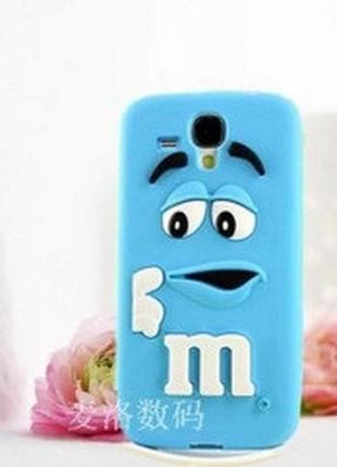Объемный 3d силиконовый чехол для samsung galaxy s3 mini i8190 m&m’s голубой