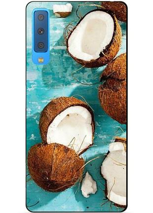 Силиконовый бампер чехол для samsung a7 2018 galaxy a750 с рисунком кокосы