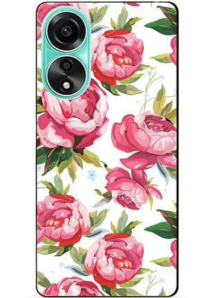 Силиконовый чехол бампер для oppo a78 с рисунком пионы цветы