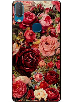 Силиконовый бампер чехол для vivo y11 с рисунком красные розы