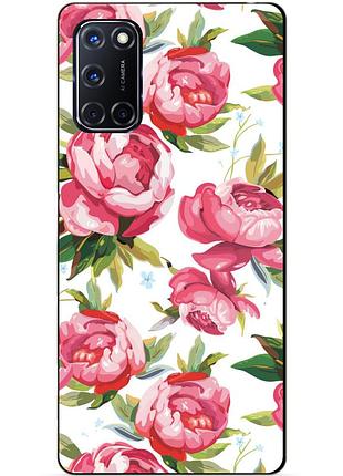 Силіконовий бампер чохол для oppo a52 з малюнком півонії