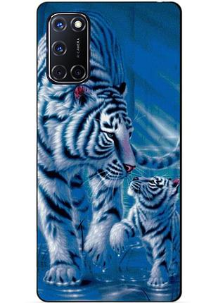 Силиконовый бампер чехол для oppo a52 с рисунком тигры
