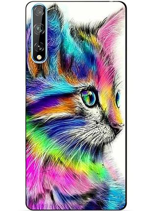 Силіконовий чохол бампер для huawei p smart s з малюнком акварельний котик