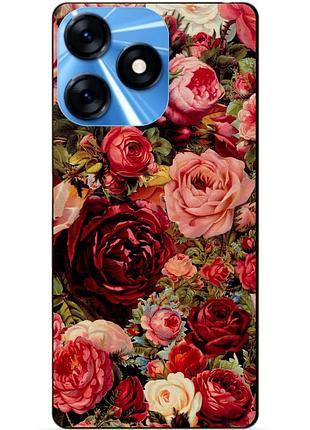 Силіконовий чохол бампер для tecno spark 10 з малюнком червоні троянди квіти