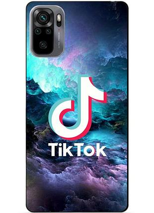 Силиконовый бампер чехол для xiaomi redmi note 10s / note 10 с рисунком tik tok