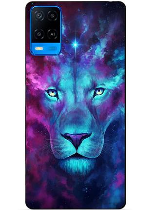 Силиконовый бампер чехол для oppo a54 с рисунком космический лев