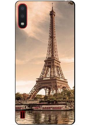 Силиконовый бампер чехол для samsung a01 galaxy a015f с рисунком париж