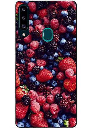 Силиконовый чехол бампер для samsung a20s 2019 galaxy a207f с рисунком ягоды