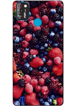 Силіконовий бампер чохол для tecno pop 4 pro з малюнком ягоди