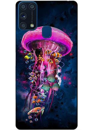 Силиконовый бампер чехол для samsung m31 galaxy m315f с рисунком медуза