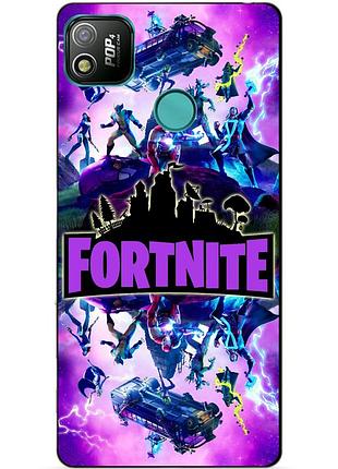 Силіконовий бампер чохол для tecno pop 4 з малюнком fortnite marvel