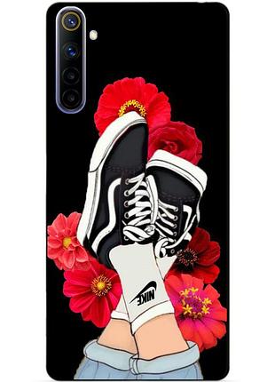 Силиконовый чехол бампер для realme 6 с рисунком кеды