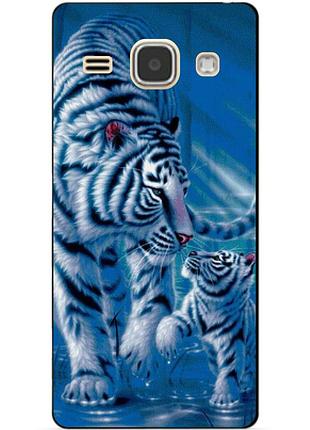 Чехол силиконовый бампер для samsung j120 galaxy j1-2016 с рисунком тигры
