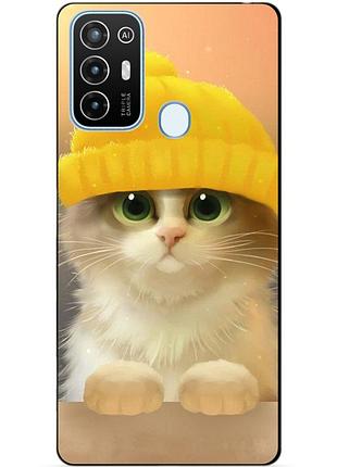 Силіконовий бампер чохол для zte blade a52 з малюнком котик у шапці