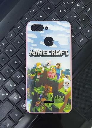 Силиконовый бампер чехол для xiaomi redmi 6 minecraft